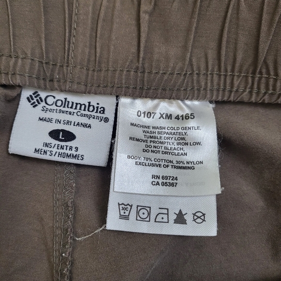 Columbia Cargo Shorts Outdoor Hiking Brown Zip Pockets Men's L - Picture 4 of 8